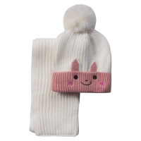 Παιδικό σετ σκούφος & κασκόλ cute bear λευκό κορίτσι χειμώνας οικονομικό ζεστό ετών online (1)