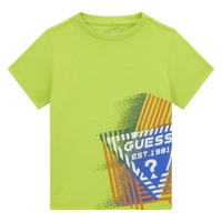 Παιδική μπλούζα Guess για αγόρια Est λαχανί επώνυμη καλοκαιρινή βαμβακερή καθημερινή άνετη ετών online (4)