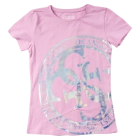 Παιδική μπλούζα Guess για κορίτσια LA holo ροζ 