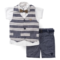 Παιδικό σετ Hashtag για αγόρια Stripes μπλε με πουκάμισο με παντελονάκι αγορίστικα online (1)