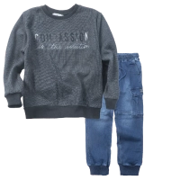 Παιδική μπλούζα Hashtag για αγόρια Compassion ανθρακί  μοντέρνα καθημερινή σχολείο βόλτα ετών online  (1) | Παιδικό παντελόνι Hashtag για αγόρια Draven μπλε jean τζιν άνετο casual σχολείο γιορτές τσέπες ετών online (1) 