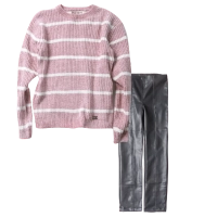 Παιδική μπλούζα Εβίτα για κορίτσια Lines ροζ μοντέρνο πουλόβερ ζεστό ετών online (1) | Παιδικό παντελόνι Mayoral για κορίτσια Leather Μαύρο κοριτσίστικα μοντέρνα πέτσινα παντελόνια 