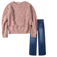 Παιδική μπλούζα Mayoral για κορίτσια zagor ροζ πλεκτή   πουλόβερ ζεστές κοριτσίστικες μακρυμάνικες επώνυμες | Παιδικό παντελόνι Name it για κορίτσια Beeyou μπλε καθημερινά ετών εποχιακά επώνυμα online (1) 