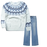 Παιδική μπλούζα Mayoral για κορίτσια Radl άσπρο μοντέρνα πλεκτή μπλούζα ζεστή χειμωνιάτικη ετών online (1) | Παιδικό παντελόνι Name It για κορίτσια Modern μπλε  καθημερινά επώνυμα ετών εποχιακά online (1) 