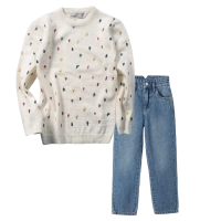 Παιδική μπλούζα New College για κορίτσια Paint full μπεζ καθημερινές ζεστές πλεκτές  online (1) | Παιδικό παντελόνι τζιν name it για κορίτσια buggy3 μπλε jean κοριτσίστικα φαρδυά καμπάνα μπάγκι 
