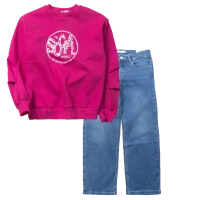 Παιδική μπλούζα ΝΕΚ για κορίτσια sosial φούξια ζεστό φούτερ για το σχολείο ετών 0nline (4) | Παιδικό παντελόνι Name it για κορίτσια Pilaties τζιν κοριτσίστικο μοντέρνο καθημερινό ετών online (1) 