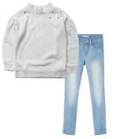 Παιδική μπλούζα Serafino για κορίτσια Royal μπεζ πλεκτή χειμωνιάτικη ζεστή βόλτα ετών online (1) | Παιδικό παντελόνι Name It για αγόρια Boss μπλε εποχιακά καθημερινά ετών επώνυμα online (2) 