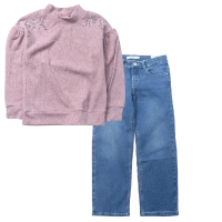 Παιδική μπλούζα Serafino για κορίτσια Royal ροζ πλεκτή χειμωνιάτικη ζεστή άνετη βόλτα ετών online (1) | Παιδικό παντελόνι Name it για κορίτσια Pilaties τζιν κοριτσίστικο μοντέρνο καθημερινό ετών online (1) 