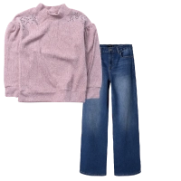Παιδική μπλούζα Serafino για κορίτσια Royal ροζ πλεκτή χειμωνιάτικη ζεστή άνετη βόλτα ετών online (1) | Παιδικό παντελόνι Name it για κορίτσια Beeyou μπλε καθημερινά ετών εποχιακά επώνυμα online (1) 