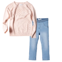 Παιδική μπλούζα Name it για κορίτσια Cavity Σομόν κοριτσίστικες πλεχτές μπλούζες επώνυμες | Παιδικό παντελόνι Name It για κορίτσια Absolute μπλε επώνυμα ετών εποχιακά καθημερινά online (1) 