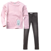 Παιδική μπλούζα Serafino για κορίτσια Carnation ροζ καθημερινή σχολείο φθινοπωρινή άνετη βόλτα ετών online ανοιξιάτικη (1) | Παιδικό παντελόνι Name It για κορίτσια One μαύρο καθημερινά εποχιακά ετών επώνυμα online (1) 