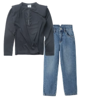 Παιδική μπλούζα Serafino για κορίτσια Salem μαύρο λεπτή βόλτα ανοιξιάτικη φθινοπωρινή άνετη ετών online casual (1) | Παιδικό παντελόνι τζιν name it για κορίτσια buggy3 μπλε jean κοριτσίστικα φαρδυά καμπάνα μπάγκι 