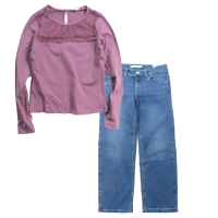 Παιδική μπλούζα Mayoral για κορίτσια Stral σάπιο μήλο μοντέρνα επώνυμη λεπτή κοριτσίστικη ετών online (1) | Παιδικό παντελόνι Name it για κορίτσια Pilaties τζιν κοριτσίστικο μοντέρνο καθημερινό ετών online (1) 