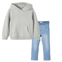 Παιδική μπλούζα name it simplicity γκρι απλές μονόχρωμες μπλούζες με κουκούλα φούτερ ετών  unisex online (2) | Παιδικό παντελόνι Name It για κορίτσια Absolute μπλε επώνυμα ετών εποχιακά καθημερινά online (1) 