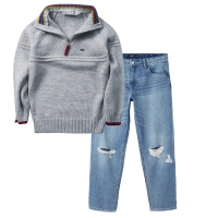 Παιδική μπλούζα New College για αγόρια Uncle γκρι καθημερινές αγορίστικες | Παιδικό παντελόνι Name It για αγόρια Bless μπλε επώνυμα εποχιακά ετών καθημερινά online (1) 