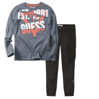 Παιδική μπλούζα GUESS για αγόρια Chiswick γκρι σχολείο άνετη καθημερινή βόλτα φθινοπωρινή ανοιξιάτικη ετών online (1) | Παιδικό παντελόνι Name It για αγόρια Games μαύρο καθημερινά εποχιακά ετών επώνυμα online (1) 