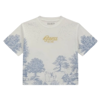 Παιδική μπλούζα GUESS για κορίτσια Bonsai άσπρο καθημερινή ελάστική κοντή επώνυμη μακό ετών crop online (2)