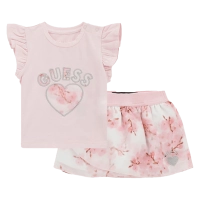Βρεφικό σετ GUESS για κορίτσια Amande ροζ επώνυμο  φούστα καλοκαιρινό μακό καλό μηνών online (1)
