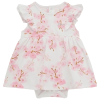 Βρεφικό φόρεμα Guess για κορίτσια WhiteFlowers ροζ  καλοκαιρινό βαμβακερό επώνυμο ετών online