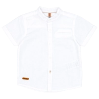 Παιδικό πουκάμισο Losan για αγόρια Mao Curacao άσπρο μάο μοντέρνο χωρίς γιακά λινό γάμο βάφτιση καλοκαιρινό ετών online  (2)