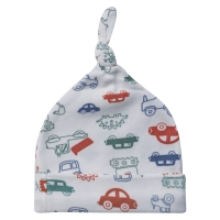 Βρεφικός σκούφος για αγόρια little cars άσπρο βρεφικά σκουφάκια βαμβακερά για το κεφάλι μηνών νεογέννητα