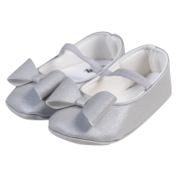 Βρεφικά παπούτσια για κορίτσια little bow γκρι παπουτσάκια αγκαλιάς για μωράκια μαλακά μηνών online