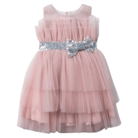 Bρεφικό αμπιγέ φόρεμα για κορίτσια Rosalia ροζ γάμος βάφτιση καλό τούλι μηνών online (1)