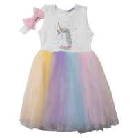 Παιδικό φόρεμα Εβίτα για κορίτσια Star Unicorn άσπρο μακό καλοκαιρινό οικονομικό αμάνικο μονόκερος ετών unicorn online (1)
