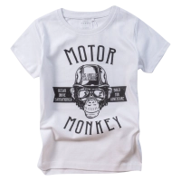 Παιδική μπλούζα Name it για αγόρια Motor Monkey άσπρο βαμβακερό καλοκαιρινό κοντομάνικο οικονομικό ετών online (1)