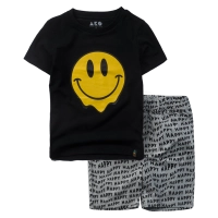 Παιδική πιτζάμα AKO για αγόρια Happy Face μαύρο άνετο καλοκαιρινό σπίτι μακό ύπνο ετών online (5)