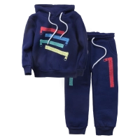 Παιδικό σετ φόρμας για αγόρια Zip μπλε χειμωνιάτικο χνούδι άνετο σχολείο κουκούλα ετών online (1)