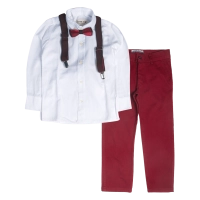 Παιδικό σετ με πουκάμισο για αγόρια Dera κόκκινο καλό ντύσιμο ετών εποχιακά online  (1)