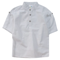 Παιδικό πουκάμισο Serafino για αγόρια Top Boys άσπρο mao μαο γιακάς μοντέρνα καλοκαιρινά κοντομάνικα ετών