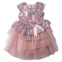 Παιδικό φόρεμα αμπιγέ για κορίτσια Giana ροζ παρανυφάκι γάμο βάφτιση καλό παγιέτες τούλι ετών online (1)