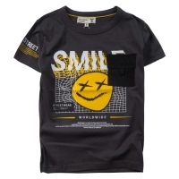 Παιδική μπλούζα New College για αγόρια Smile ανθρακί κοντομάνικες μπλούζες tshirt καλοκαιρινά μακό μοντένα ετών (1)