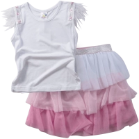 Παιδικό σετ Serafino για κορίτσια Terms άσπρο καλοκαιρινά σετάκια με τούλινη φούστα tutu ετών
