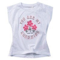 Παιδική μπλούζα Name it για κορίτσια Sunshine άσπρο σχολείο καθημερινό κοντή μακό βαμβακερό ετών crop online (1)