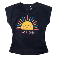 Παιδική μπλούζα Name it για κορίτσια Love to smile μπλε σχολείο καθημερινό κοντή μακό βαμβακερό ετών crop online (1)
