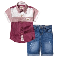 Παιδικό πουκάμισο Mall Kids Scorer μπορντό καλοκαιρινά πουκάμισα αγορίστικα κοντομάνικα Online |  