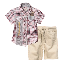 Παιδικό πουκάμισο Mall Kids Jeans κόκκινο αγορίστικα κοντομάνικα καλοκαιρινά πουκάμισα καρό | Παιδική βερμούδα Mayoral για αγόρια Verth μπεζ μοντέρνα επώνυμη καλοκαιρινή ετών Online (1) 