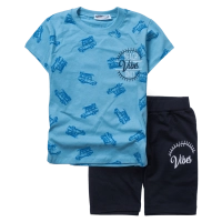 Παιδικό σετ ΝΕΚ για αγόρια Beach Vibes γαλάζιο καλοκαιρινά σετάκια μακό αγορίστικα με βερμούδα κοντομάνικο ετών online (1)