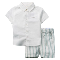Βρεφικό σετ Mayoral για αγόρια Jinbe άσπρο βόλτα πουκάμισο καλοκαιρινό  μηνών casual online (1)