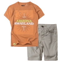 Παιδική μπλούζα Losan για αγόρια Awayland πορτοκαλί κοντομάνικες καλοκαιρινές tshirt μπλούζες αγορίστικες ετών | Παιδική βερμούδα Losan για αγόρια sun μπεζ βερμούδες μοντέρνες υφασμάτινές μονόχρωμες καλοκαιρινές ετών 
