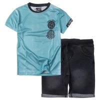 Παιδική μπλούζα Losan για αγόρια Realistic μπλε t-shirt αγορίστικα καλοκαιρινά κοντομάνικα γυαλιστερά ετών | Παιδική βερμούδα τζιν Losan για αγόρια Smile  μαύρο αγορίστικες καλοκαιρινές jean μοντέρνες βερμούδες ετών online 