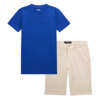 Παιδική μπλούζα Guess για αγόρια Armor μπλε επώνυμη καλοκαιρινή μακό άνετη ετών online (1) | Παιδική βερμούδα GUESS για αγόρια Sanji  μπεζ αγορίστικη καλοκαιρινή μοντέρνα ιδιαίτερη επώνυμη ποιοτική (2) 