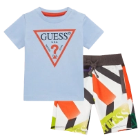 Παιδική μπλούζα Guess για αγόρια Classic γαλάζιο επώνυμη καλοκαιρινή μακό άνετη ετών online (2) | Παιδική βερμούδα Guess για αγόρια Multi  επώνυμη μακό βαμβακερή σχολείο καθημερινή ετών online (1) 