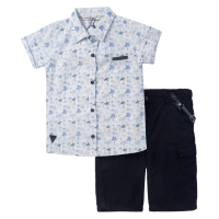 Παιδικό σετ Hashtag για αγόρια Palms μπλε με πουκάμισο με παντελονάκι αγορίστικα online (1)