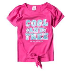 Παιδική μπλούζα New College για κορίτσια Cool Free Φούξια καθημερινά κοριτσίστικά online