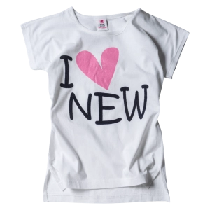 Παιδική μπλούζα New College για κορίτσια I Love New Άσπρο κοριτσίστικες καλοκαιρινές μπλούζες ελληνικές