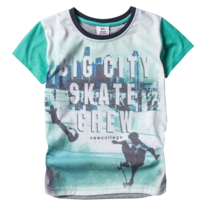 Παιδική μπλούζα New Collage για αγόρια Big City Πράσινο αγορίστικες καλοκαιρινές ελληνικές μπλούζες κοντομάνικες